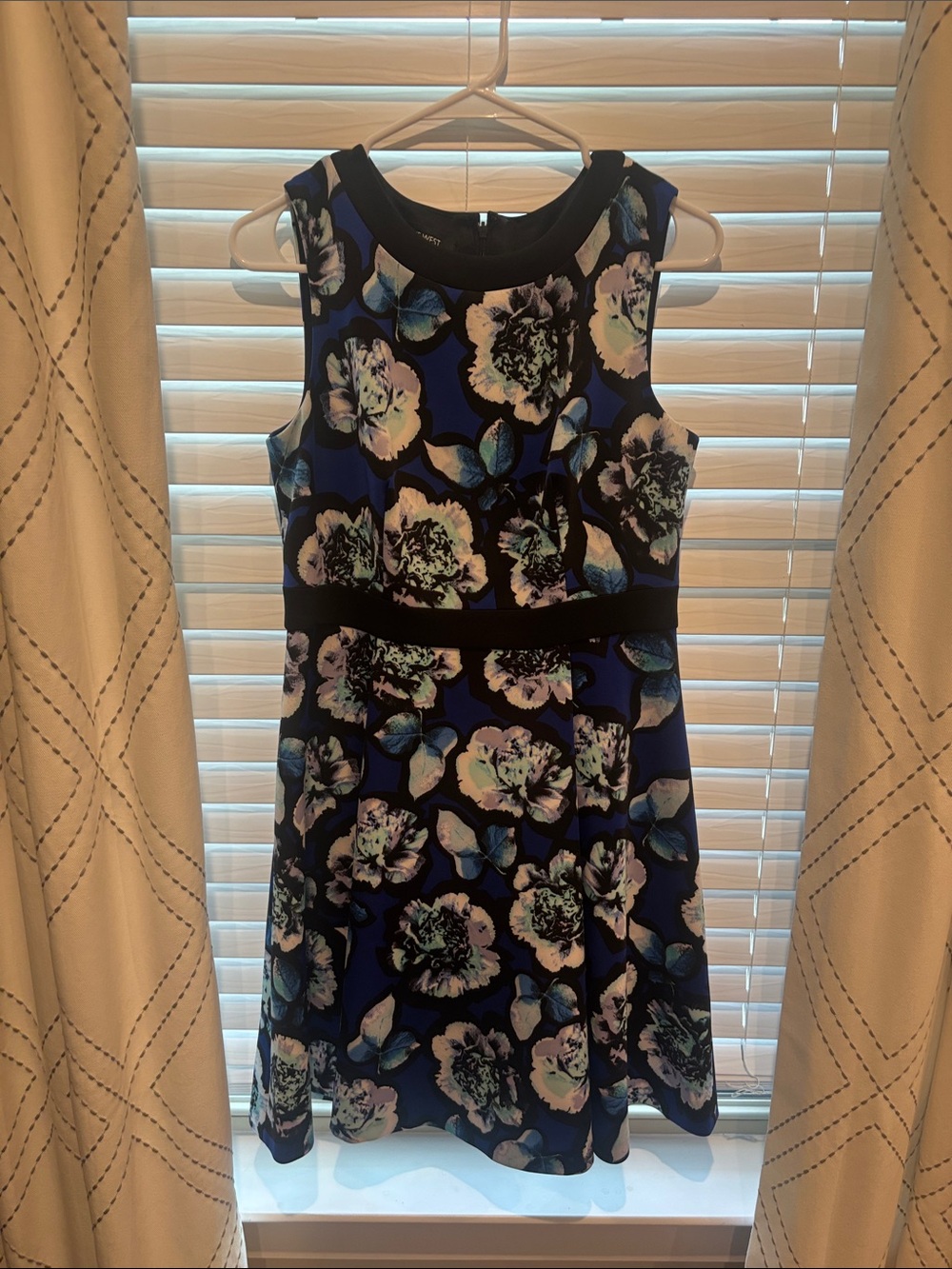 Nine West Blue Floral Fit & Flare Dress